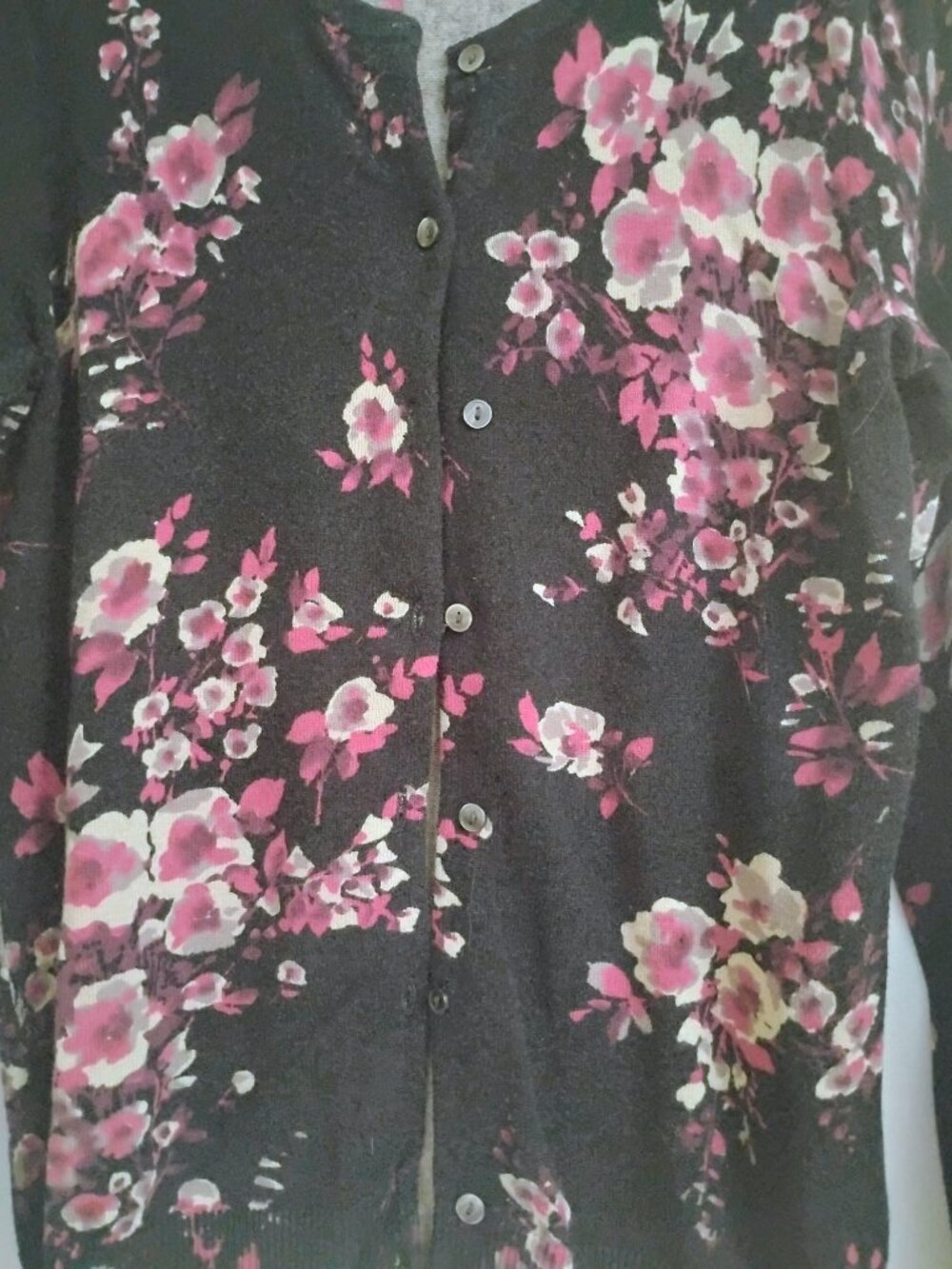 Croft and Barrow 100% Cotton Long Sleeve Button Down Floral Cardigan Sweater - Picture 4 of 7